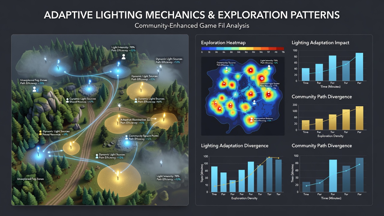 Comparison of exploration patterns influenced by adaptive lighting in modified game files on desktop versus portable hardware
