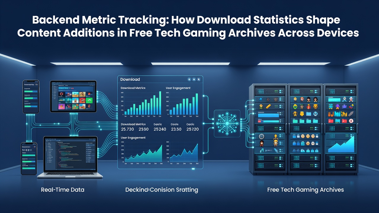 Backend servers processing download metrics from multiple gaming devices in a data center environment