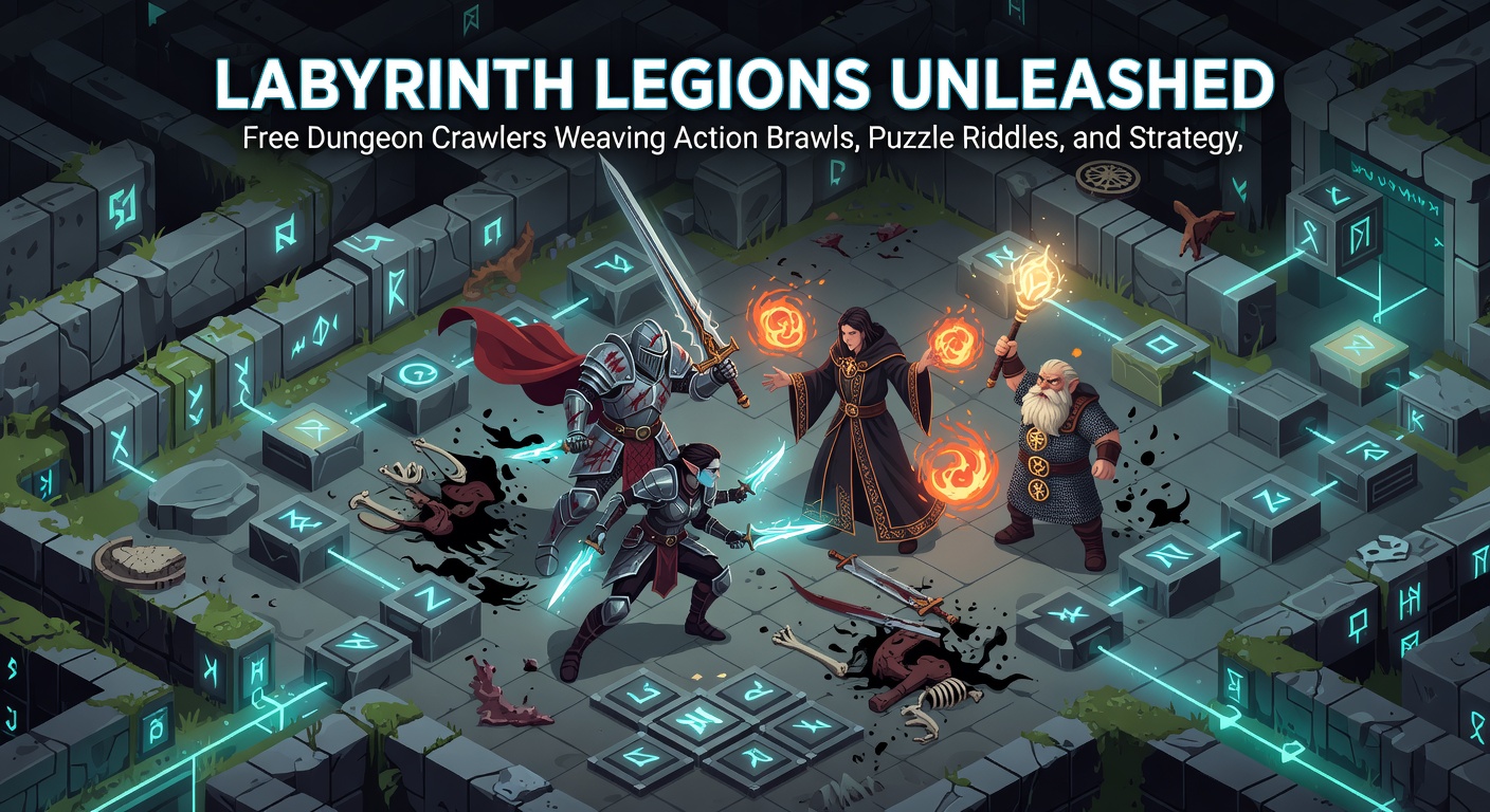 Close-up of a puzzle riddle in a dungeon crawler, with squad members manipulating levers and crystals to unlock a hidden chamber amid lurking shadows
