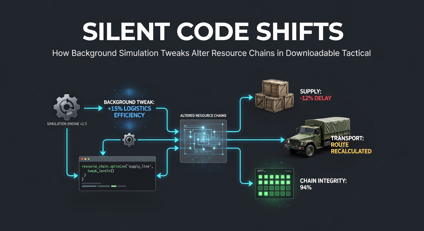 Screenshot comparison of resource chain visualization before and after simulation tweaks in a tactical hybrid game