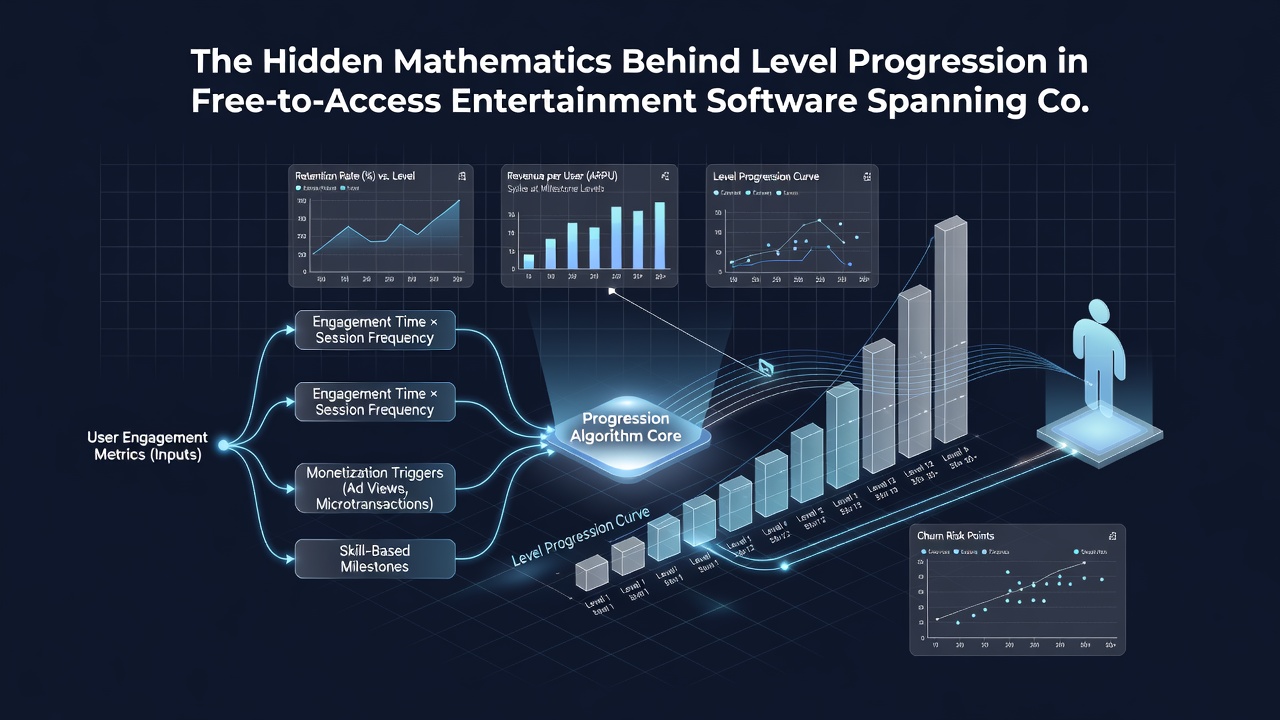 Graph showing player retention rates correlated with level progression algorithms in cross-platform free games